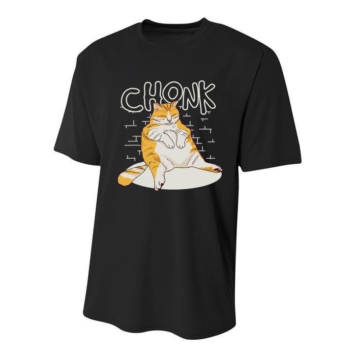 Fat Cat Chonk Scale Chonky Meme Chonker Cat Youth Performance Sprint T-Shirt