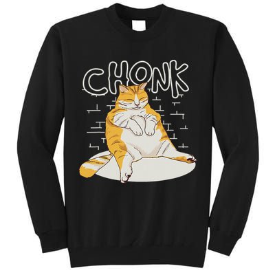 Fat Cat Chonk Scale Chonky Meme Chonker Cat Tall Sweatshirt