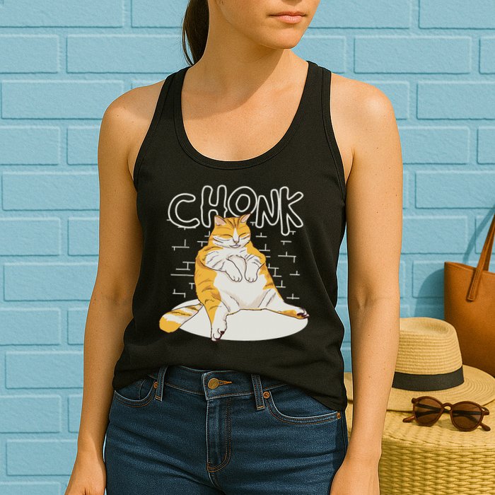 Fat Cat Chonk Scale Chonky Meme Chonker Cat Womens Tank Top