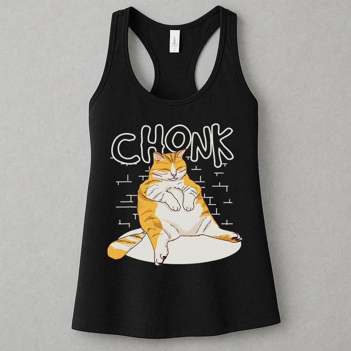Fat Cat Chonk Scale Chonky Meme Chonker Cat Womens Tank Top