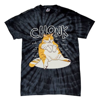 Fat Cat Chonk Scale Chonky Meme Chonker Cat Tie-Dye T-Shirt