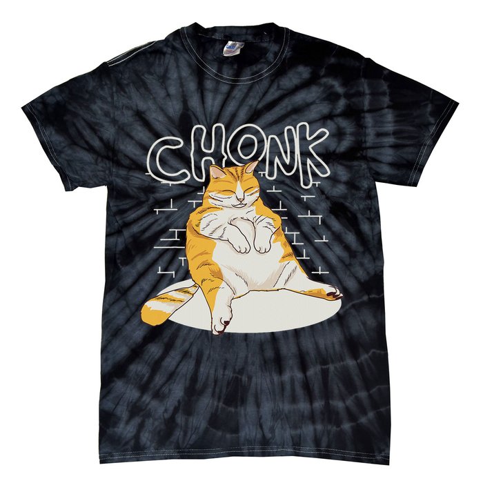 Fat Cat Chonk Scale Chonky Meme Chonker Cat Tie-Dye T-Shirt