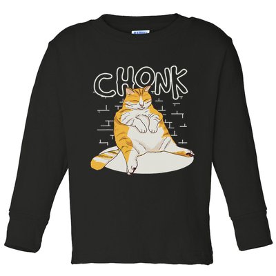 Fat Cat Chonk Scale Chonky Meme Chonker Cat Toddler Long Sleeve Shirt