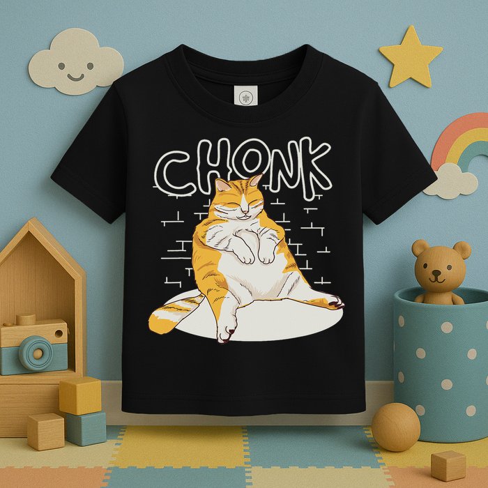 Fat Cat Chonk Scale Chonky Meme Chonker Cat Toddler T-Shirt