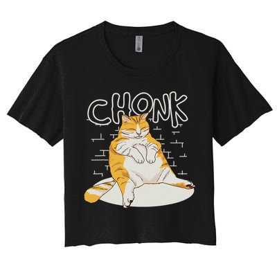 Fat Cat Chonk Scale Chonky Meme Chonker Cat Crop Top