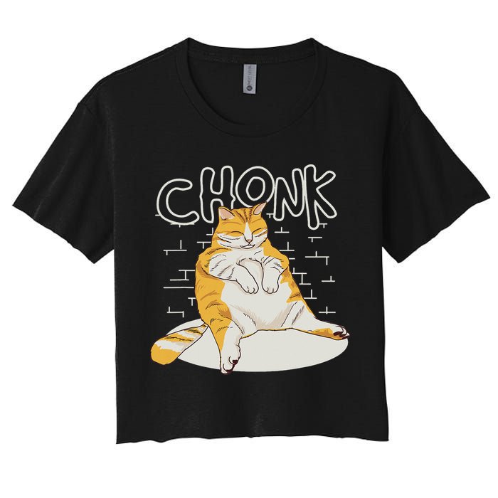 Fat Cat Chonk Scale Chonky Meme Chonker Cat Crop Top