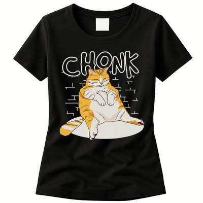 Fat Cat Chonk Scale Chonky Meme Chonker Cat Womens T-Shirt