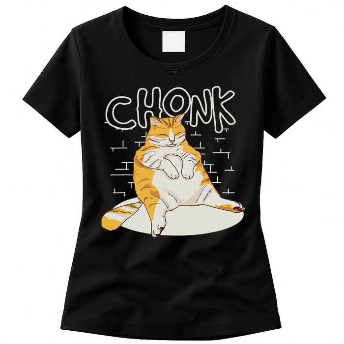 Fat Cat Chonk Scale Chonky Meme Chonker Cat Womens T-Shirt