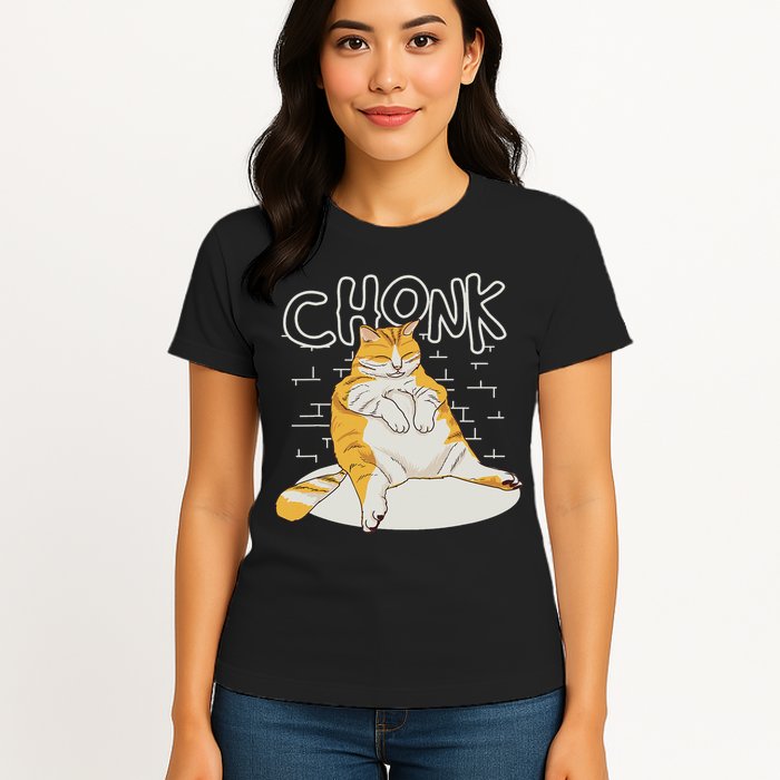 Fat Cat Chonk Scale Chonky Meme Chonker Cat Womens T-Shirt
