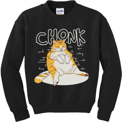 Fat Cat Chonk Scale Chonky Meme Chonker Cat Kids Sweatshirt