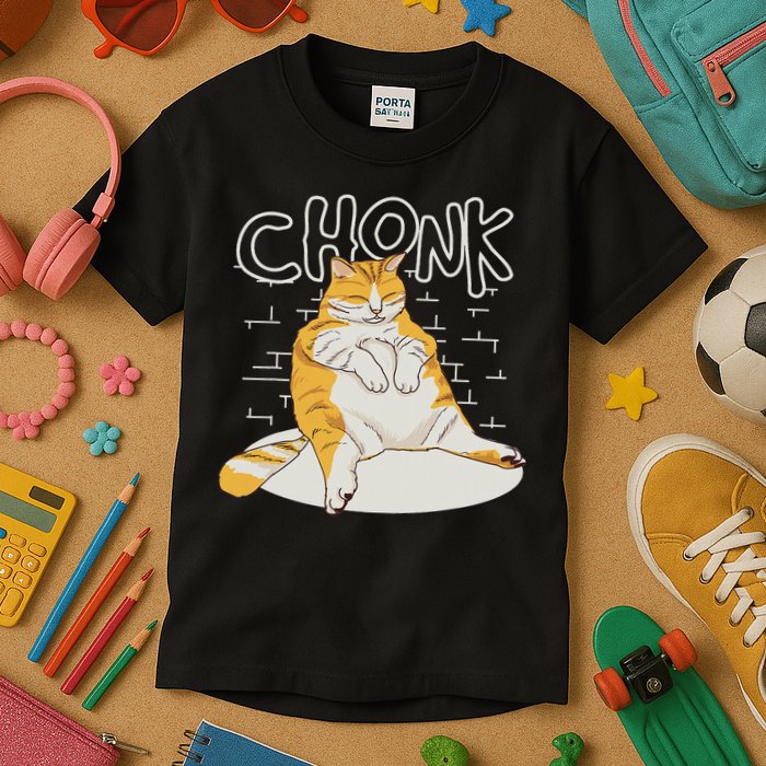Fat Cat Chonk Scale Chonky Meme Chonker Cat Kids T-Shirt