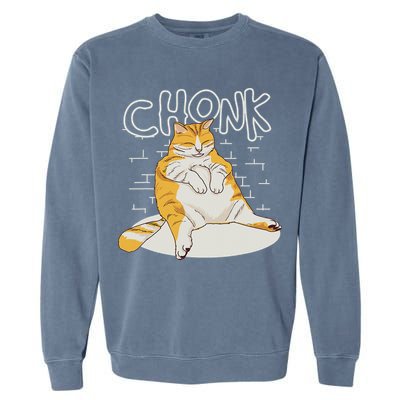 Fat Cat Chonk Scale Chonky Meme Chonker Cat Garment-Dyed Sweatshirt