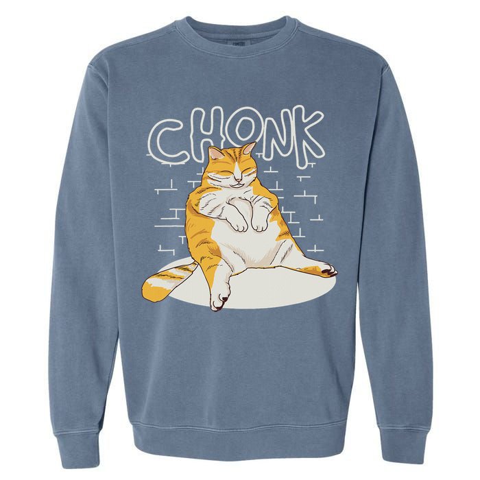 Fat Cat Chonk Scale Chonky Meme Chonker Cat Garment-Dyed Sweatshirt