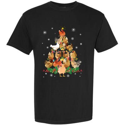 Funny Chicken Christmas Tree Garment-Dyed Heavyweight T-Shirt