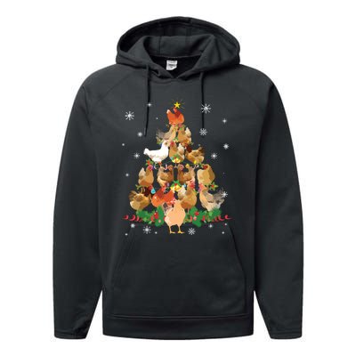 Funny Chicken Christmas Tree Performance Fleece Hoodie