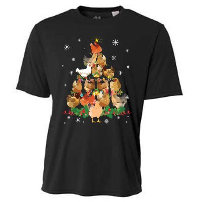 Funny Chicken Christmas Tree Cooling Performance Crew T-Shirt