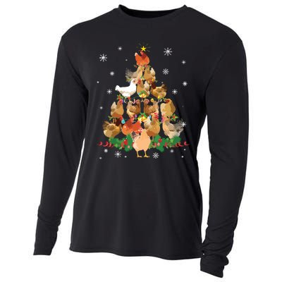 Funny Chicken Christmas Tree Cooling Performance Long Sleeve Crew