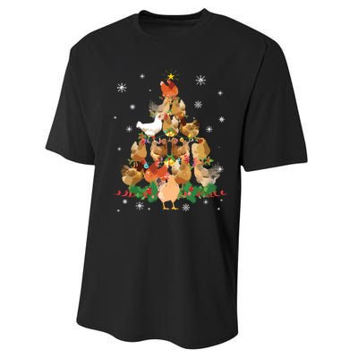 Funny Chicken Christmas Tree Performance Sprint T-Shirt