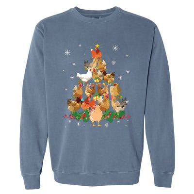 Funny Chicken Christmas Tree Garment-Dyed Sweatshirt