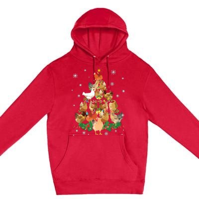 Funny Chicken Christmas Tree Premium Pullover Hoodie