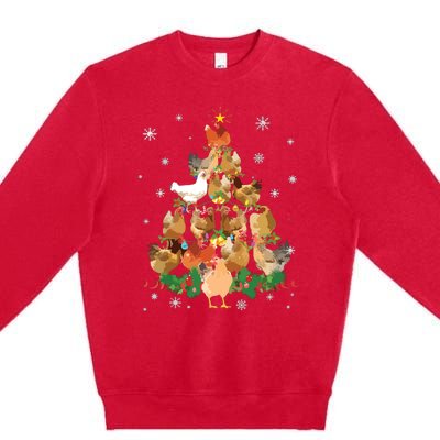 Funny Chicken Christmas Tree Premium Crewneck Sweatshirt