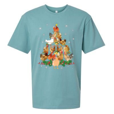 Funny Chicken Christmas Tree Sueded Cloud Jersey T-Shirt