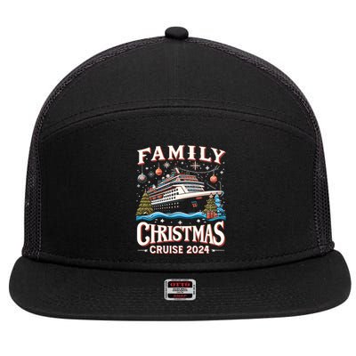 Family Christmas Cruise Squad 2024 Funny Family Trip Xmas Cool Gift 7 Panel Mesh Trucker Snapback Hat