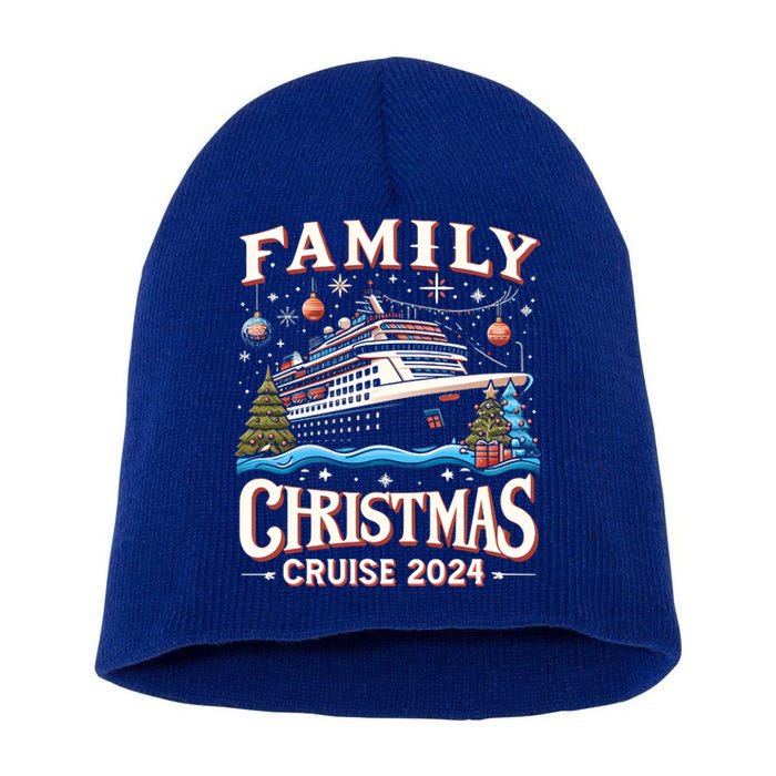 Family Christmas Cruise Squad 2024 Funny Family Trip Xmas Cool Gift Short Acrylic Beanie