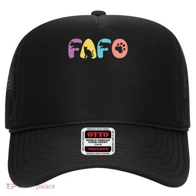 FAFO Cute Cats High Crown Mesh Back Trucker Hat