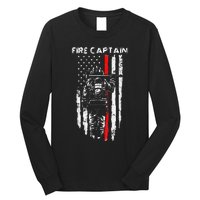 Fire Captain Chief American Flag Gifts Firefighter Captain Long Sleeve Shirt