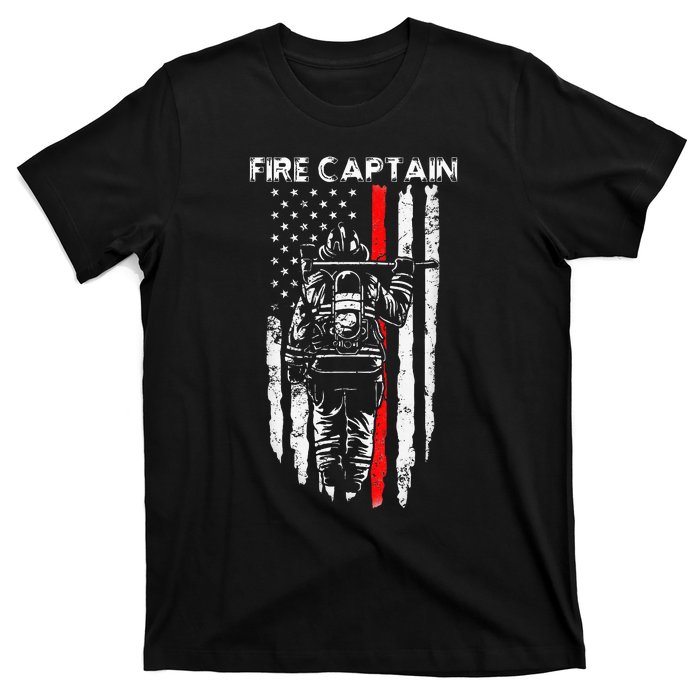 Fire Captain Chief American Flag Gifts Firefighter Captain T-Shirt