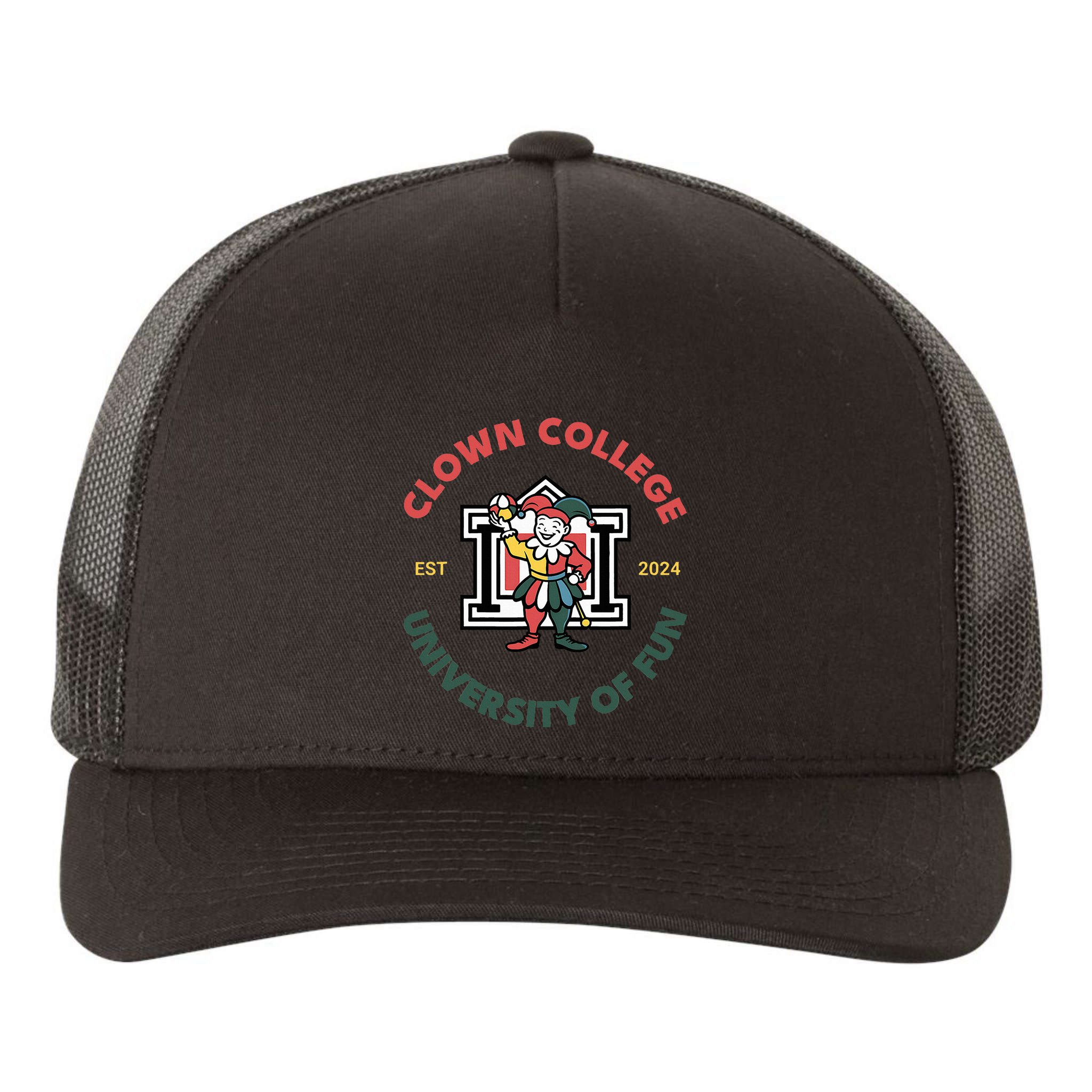 Funny Circus Clown College Yupoong Adult 5-Panel Trucker Hat