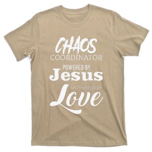 Funny Chaos Coordinator Teacher Powered By Jesus Gift T-Shirt