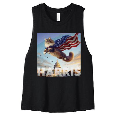 Funny Childless Cat Ladies For Harris 2024 Gift Women's Racerback Cropped Tank