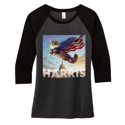 Funny Childless Cat Ladies For Harris 2024 Gift Women's Tri-Blend 3/4-Sleeve Raglan Shirt