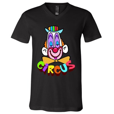 Funny Clown Circus Face Funny Retro V-Neck T-Shirt
