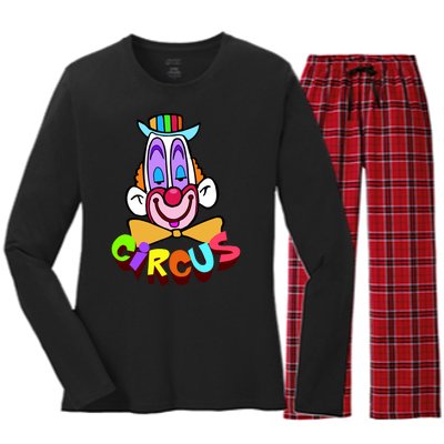 Funny Clown Circus Face Funny Retro Women's Long Sleeve Flannel Pajama Set 