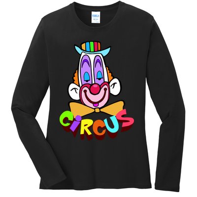 Funny Clown Circus Face Funny Retro Ladies Long Sleeve Shirt
