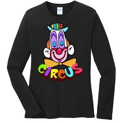 Funny Clown Circus Face Funny Retro Ladies Long Sleeve Shirt