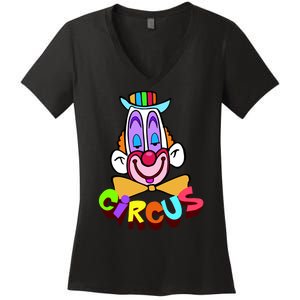 Funny Clown Circus Face Funny Retro Women's V-Neck T-Shirt