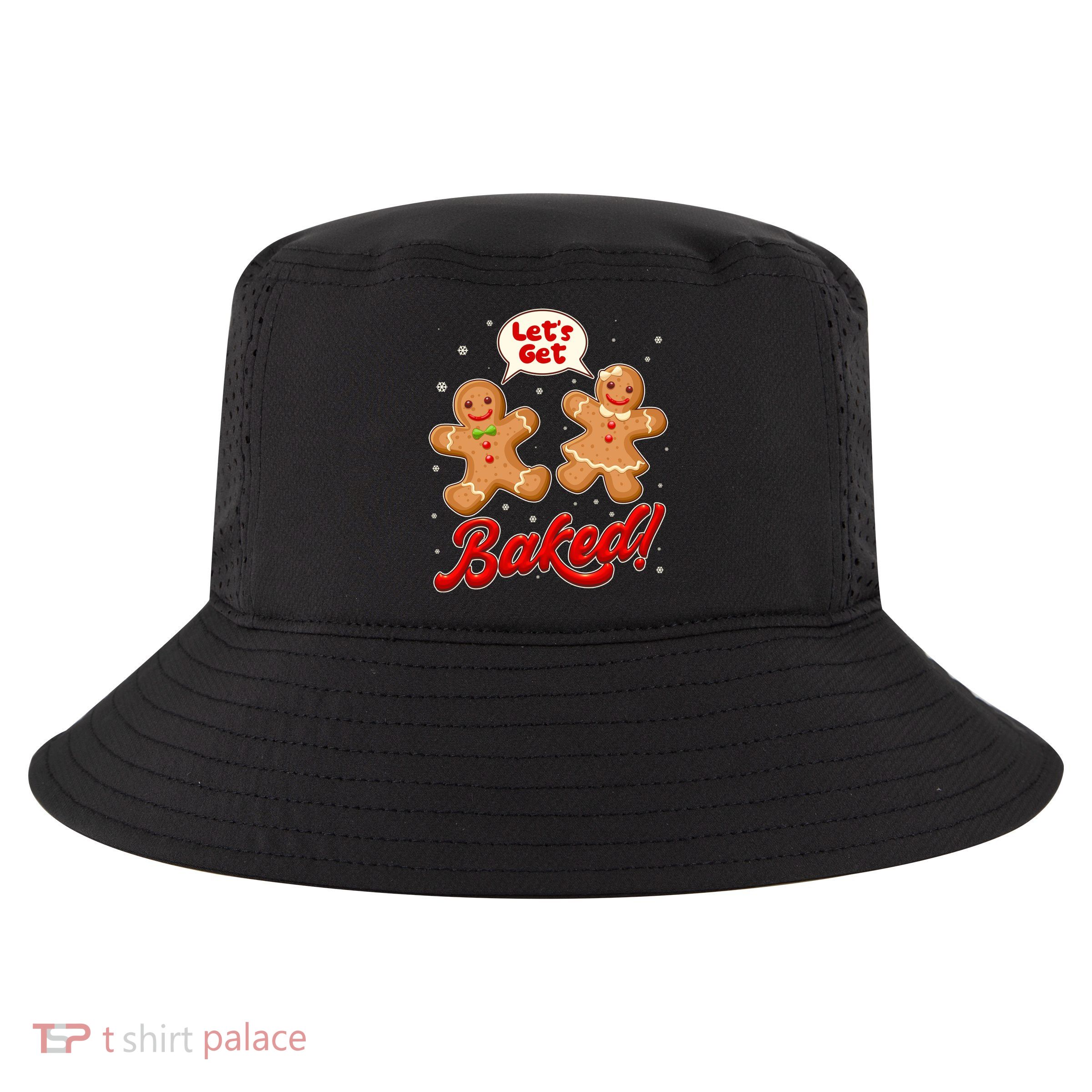 Funny Cute Christmas Let's Get Baked Gingerbread Cookies Cool Comfort Performance Bucket Hat
