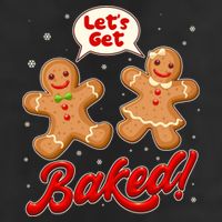 Funny Cute Christmas Let's Get Baked Gingerbread Cookies 7 Panel Mesh Trucker Snapback Hat