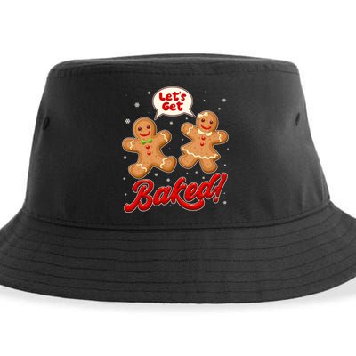 Funny Cute Christmas Let's Get Baked Gingerbread Cookies Sustainable Bucket Hat