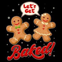 Funny Cute Christmas Let's Get Baked Gingerbread Cookies Drawstring Bag
