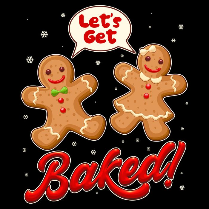 Funny Cute Christmas Let's Get Baked Gingerbread Cookies Drawstring Bag