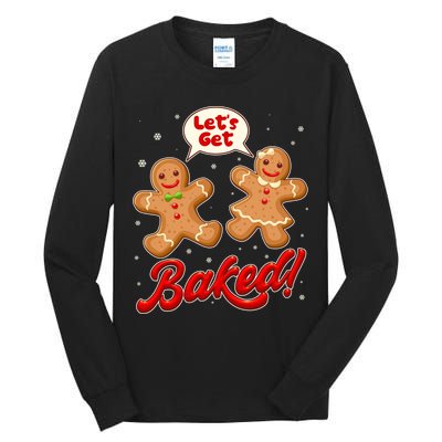 Funny Cute Christmas Let's Get Baked Gingerbread Cookies Tall Long Sleeve T-Shirt