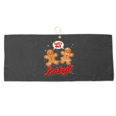 Funny Cute Christmas Let's Get Baked Gingerbread Cookies Large Microfiber Waffle Golf Towel