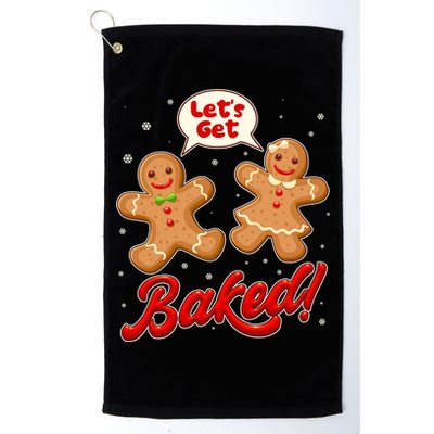 Funny Cute Christmas Let's Get Baked Gingerbread Cookies Golf Towel