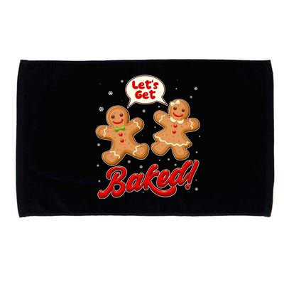 Funny Cute Christmas Let's Get Baked Gingerbread Cookies Microfiber Hand Towel