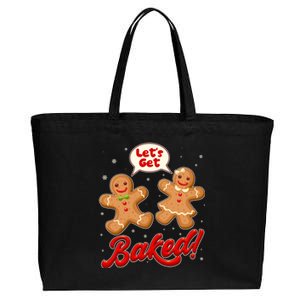 Funny Cute Christmas Let's Get Baked Gingerbread Cookies Cotton Canvas Jumbo Tote